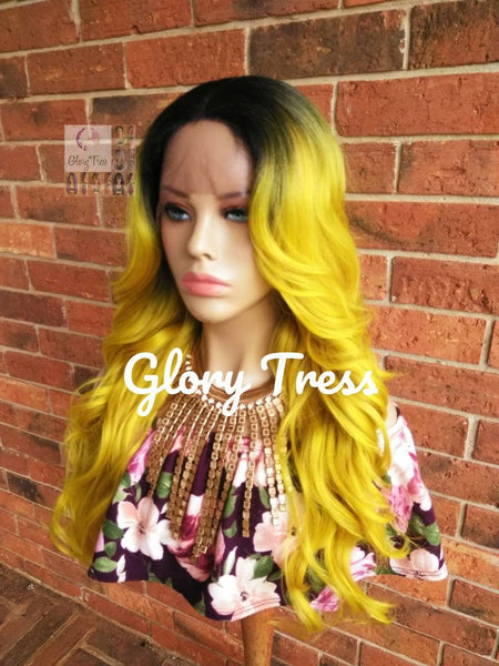 Lace Front Wig, Wavy Lace Front Wig, Wigs, Ombre Wig, Wig, Ombre Yellow Wig, Glory Tress, Cosplay Wig, Heat Resistant Wig, CLEARANCE / SUNNY