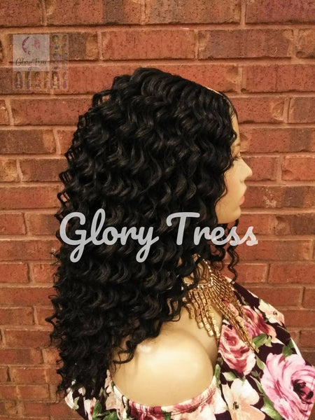 Black Curly Crochet U Part Wig | Natural Curly Wig | Deep Wave Wig | African American Wig | Glory Tress Wig | CHERISH