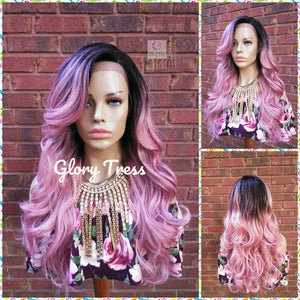 Curly Lace Front Wig, Ombre Wig, Ombre Pink Wig, Glory Tress, READY To SHIP // RENEW