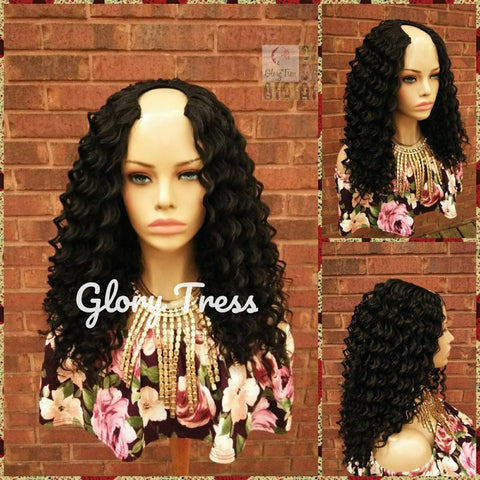 Black Curly Crochet U Part Wig | Natural Curly Wig | Deep Wave Wig | African American Wig | Glory Tress Wig | CHERISH