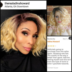Lace Front Wig, Bob Wig, Blonde Wig, 100% Human Hair Blend, Wavy Wig, Ombre 613 Blonde, ON SALE // DELIGHT
