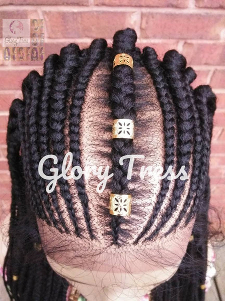 Fulani Box Braided Lace Front Wig, Braided Wig, Senegal Wig, Glory Tress, Corn Row Wig, African American Wig, 13x4 Lace, ON SALE // PERFECT2