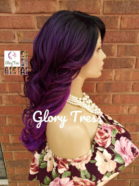 Lace Front Wig - Ombre Wig - Ombre Purple Wig - Purple Wig - Lavender Wig - Curly Lace Front Wig // SALVATION