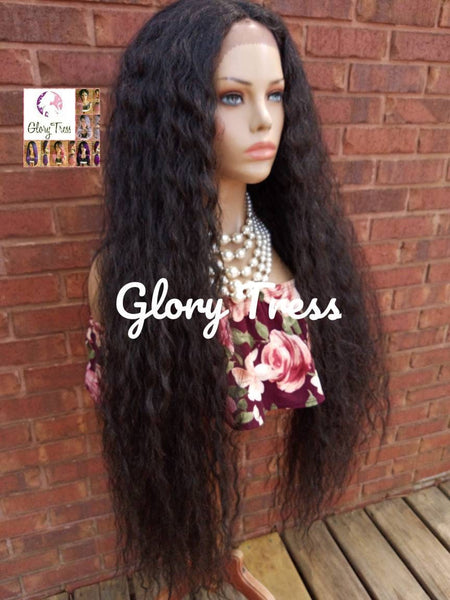 Long Wavy Lace Front Wig - Wig - Black Wavy Wig - Glory Tress - African American Wig - Heat Safe // DELIVER