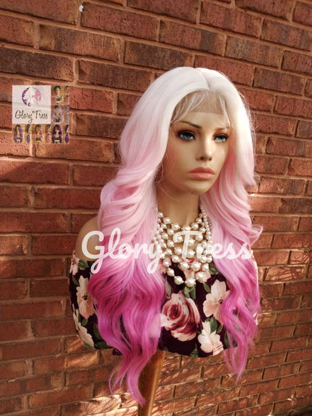 Wavy Lace Front Wig, Wig, Ombre Pink Wig, Glory Tress, Pink Wig, Unicorn Haircolor, Cosplay Wig, Heat Safe // DIVA