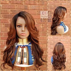 Lace Front Wig, Wavy Lace Front Wig, Ombre Auburn Wig, Dark Rooted Bombshell Wig, On Sale // PURITY2