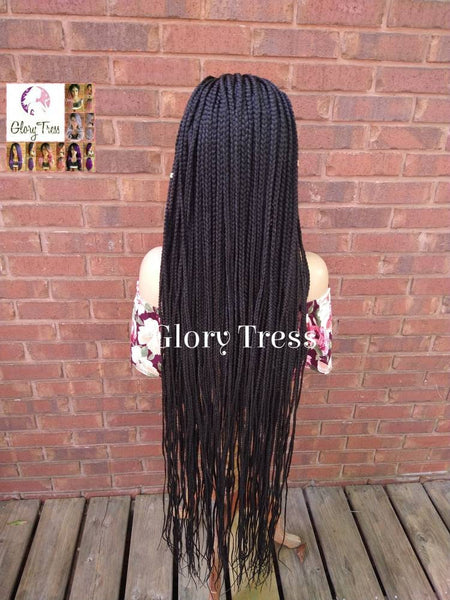 Braided Lace Front Wig, African American Wig, Hand-Braided, 4x4 Free Parting, Glory Tress Wigs, On Sale // BELOVED4