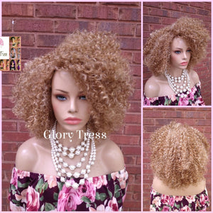 Kinky Curly Wig, Short Curly Half Wig, Big Natural Afro Wig, African American Wig, Blonde Wig, Glory Tress Wigs // TRUST