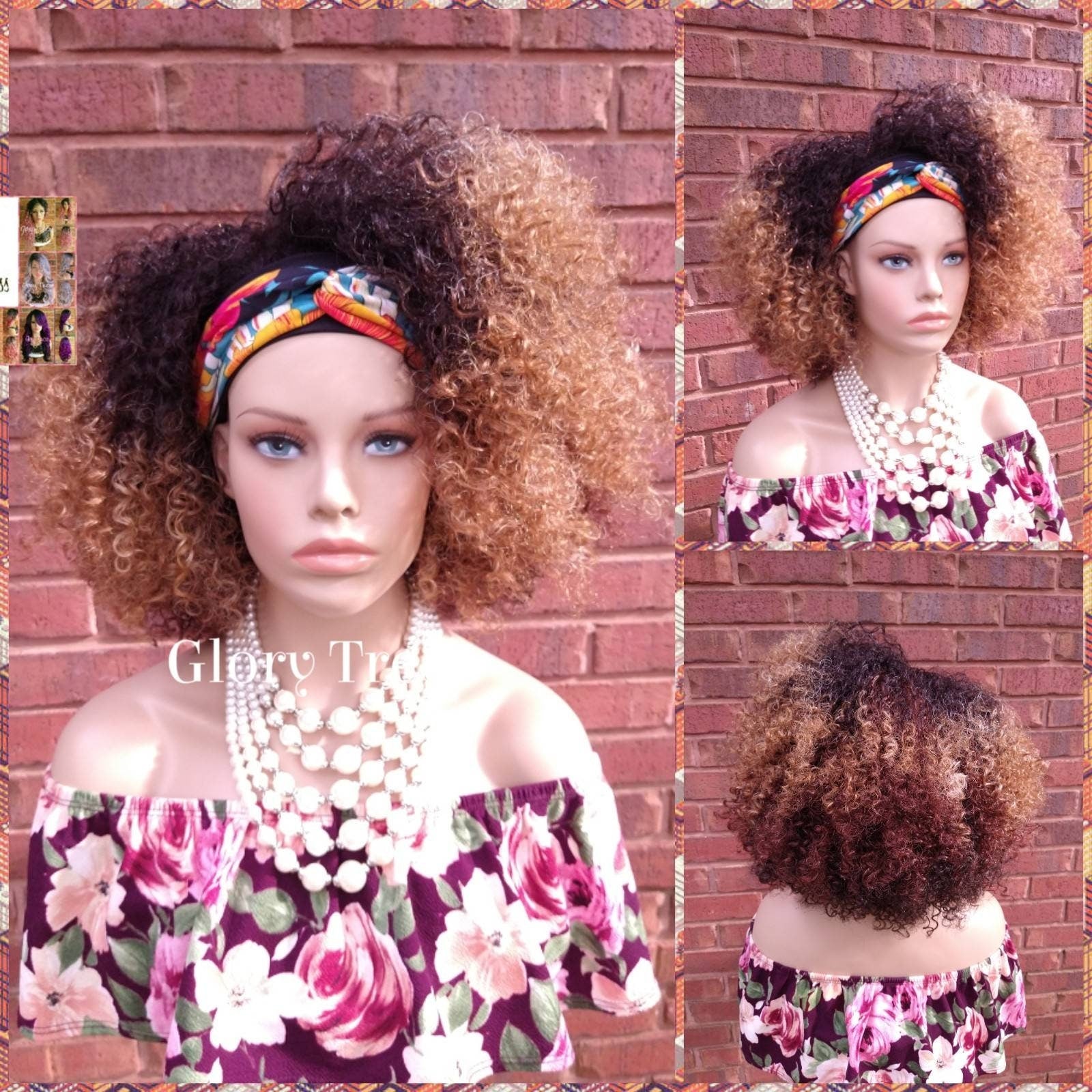 Headband Half Wig -  Kinky Curly Wig - Ombre Wig - Beginner Friendly Wig - Glory Tress Wigs - African American Wig // TRUST 3