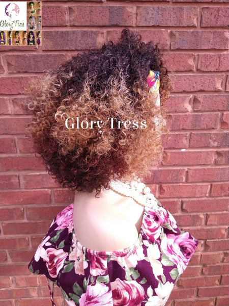 Headband Half Wig -  Kinky Curly Wig - Ombre Wig - Beginner Friendly Wig - Glory Tress Wigs - African American Wig // TRUST 3
