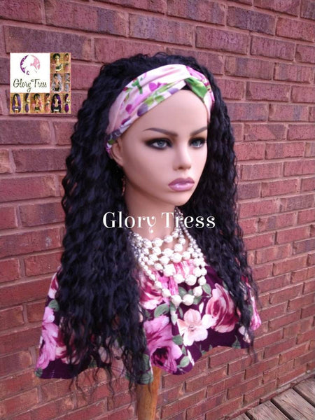 Headband Half Wig -  Loose Curly Wig - Black Wig - Beginner Friendly Wig - Glory Tress Wigs - African American Wig - ON SALE // JOURNEY