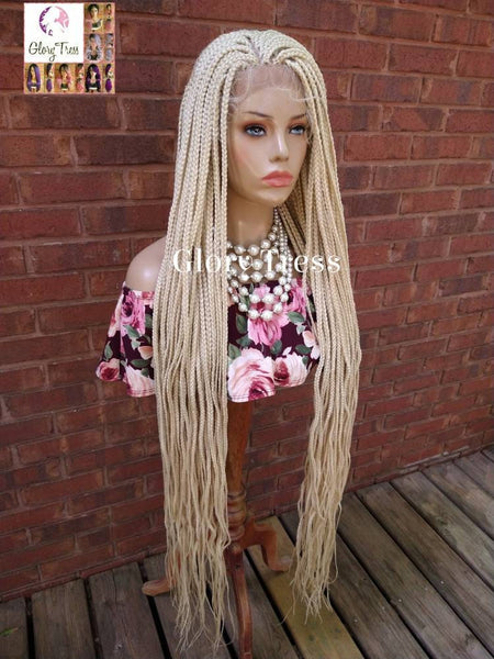 49" Braided Lace Front Wig, African American Wig, Blonde Braided Wig , 4x4 Free Parting, Glory Tress Wigs, On Sale / BELOVED4