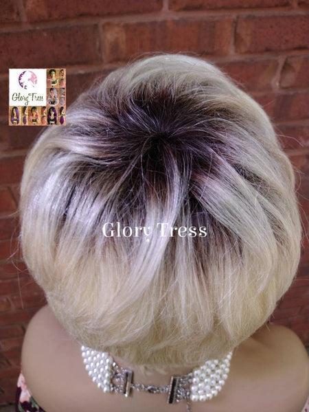 Short Razor Cut Full Wig, Pixie Cut Hairstyle, 100%  Human Hair Wig, Ombre 613 Blonde // LILY