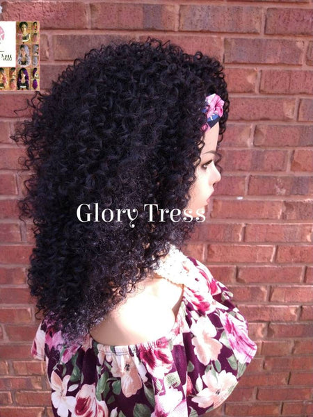 Headband Half Wig -  Kinky Curly Wig - Black Wig - Beginner Friendly Wig - Glory Tress Wigs - African American Wig // JOURNEY