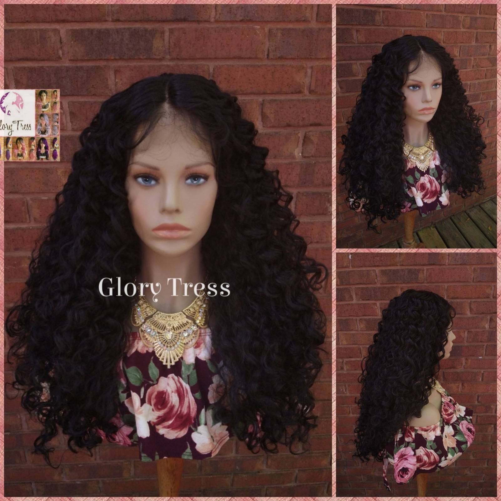 Curly Lace Front Wig, Black Curly Wig, Big Curly Wig, African American Wig, Glory Tress, READY To SHIP // MARVEL