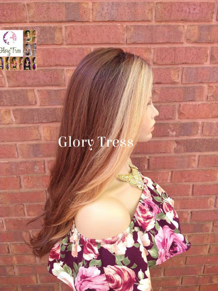 Kinky Loose Wave Wig - Lace Front Wig - Natural Yaki Straight Wig - Glory Tress - Ombre Blonde Wig - African American Wig -