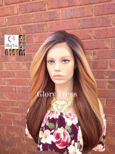 Kinky Loose Wave Wig - Lace Front Wig - Natural Yaki Straight Wig - Glory Tress - Ombre Blonde Wig - African American Wig -
