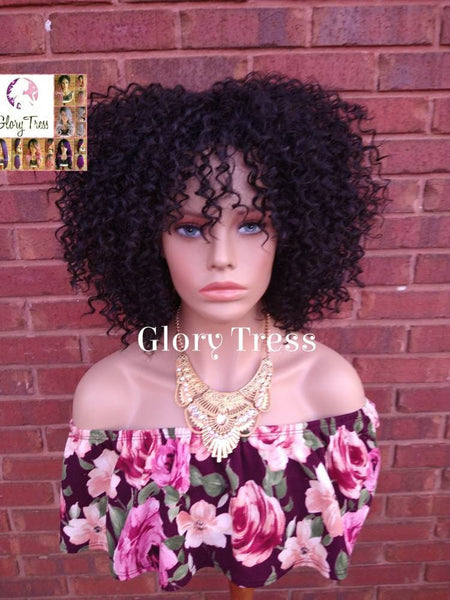 Wig, Curly Wig, Human Blended Wig, Curly Full Wig, Wig With Bangs, Glory Tress, African American Wig, Big Curly Wig, On Sale// BRILLIANT