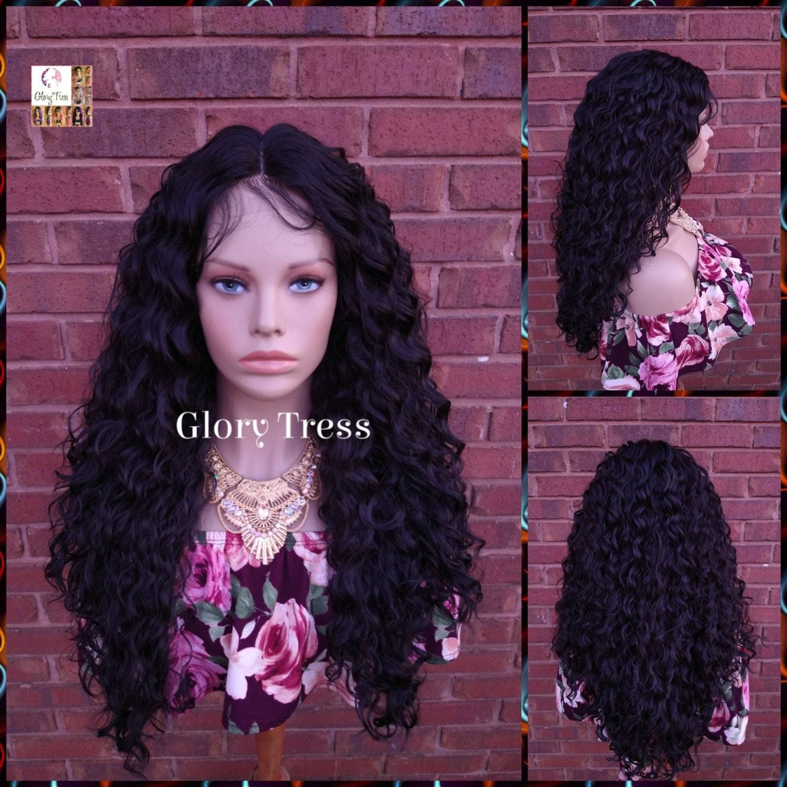 Lace Front Wig, Black Curly Wig, Glory Tress,  Wigs, On Sale //ESTHER
