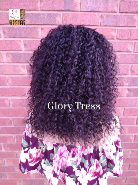 14" Black Wavy Lace Front Wig 100% Brazilian Remy Human Hair Wig For Black Women Alopecia Chemo Wig Glory Tress Wigs - LILY