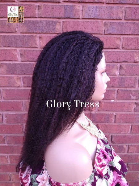 Kinky Straight Half Wig, 100% Human Hair, Natural Yaki Straight Wig, African American Wig, ON SALE //  GENUINE