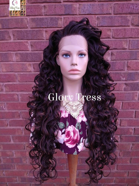 Lace Front Wig - Wigs - Glory Tress - Long Wavy Wig - Brown Wig - Human Hair Blend Wig - Lace Front Wigs - Deep Wave- ON SALE // GLORY