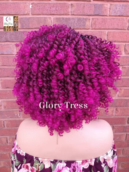 Lace Front Wig, Kinky Curly Wig, Curly Afro Wig, Ombre Pink Wig, Glory Tress, African American Wig, Ready To Ship // ZIPPORAH
