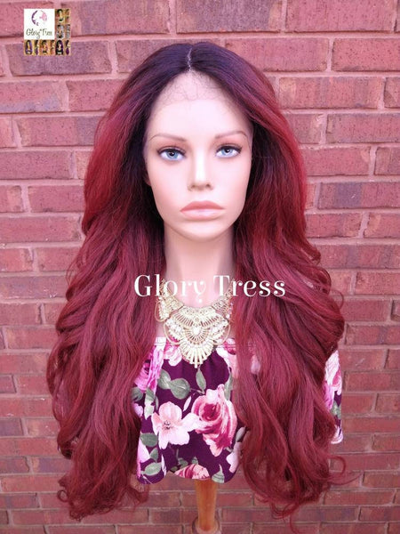 Lace Front Wig, Kinky Curly Lace Front Wig, Natural Yaki Wig, Blown Out Hairstyle, African American Wig, Ombre Copper Red, On Sale // LOVE