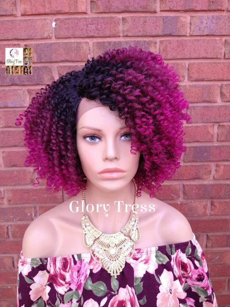 Lace Front Wig Kinky Curly Wig Curly Afro Wig Ombre Pink Wig Glory Glory Tress