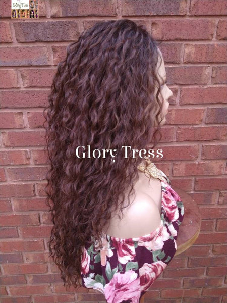 Curly Lace Front Wig, Human Hair Blend, 13X6 Free Parting, HD Lace Frontal, Glory Tress, Brown Wig, Ready The Ship // JOY
