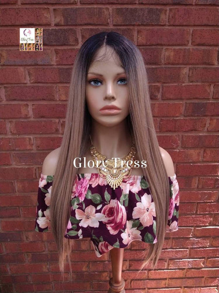 Lace Front Wig, Wig, Ombre Ash Blonde Wig, Straight Wig, Ombre Wig, Blonde Wig, Glory Tress, Wigs, Heat Safe Wig, On Sale  / YOU'RE AWESOME