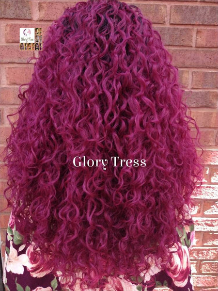 Kinky Curly Half Wig | Glory Tress wigs | Ombre Burgundy Wig | African American Wig | GRACIOUS