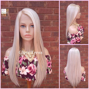 Lace Front Wig, Ombre Ash Blonde Wig, Straight Wig, Blonde Wig, Glory Tress Wigs, Wigs, Wig, Heat Safe, On Sale  // YOU'RE AWESOME