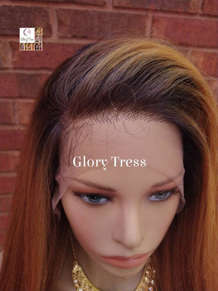 Lace Front Wig, Human Blended Wig, Glory Tress,  Straight Wig, Ombre Dark Blonde Wig, 13x6 Free Parting, Soft Swiss Lace, On Sale // NAOMI