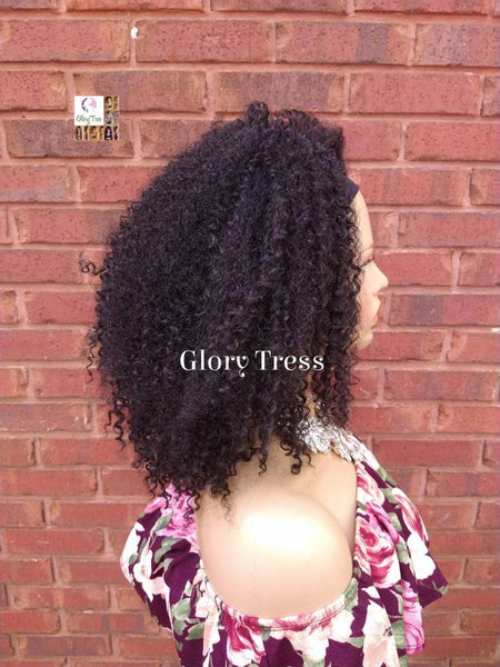 Headband Half Wig -  Kinky Curly Wig - Black Wig - Beginner Friendly - Glory Tress Wigs - African American Wig // LOVE