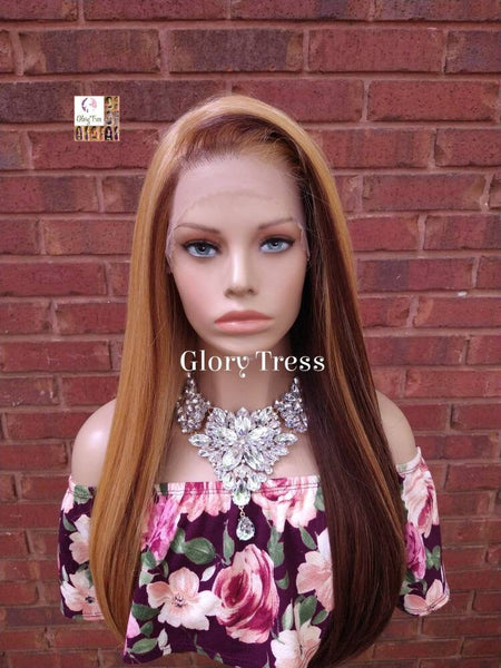 Straight Lace Front Wig, Human Hair Blend, 13X6 Free Parting, HD Lace Frontal, Glory Tress, Blonde Wig // JOY