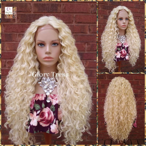 Curly Lace Front Wig, Wigs, 613 Platinum Blonde Wig,  Blonde Curly Wig, Glory Tress, READY To SHIP // MIRACLE