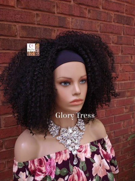 Headband Half Wig -  Kinky Curly Wig - Black Wig - Beginner Friendly - Glory Tress Wigs - African American Wig // LOVE
