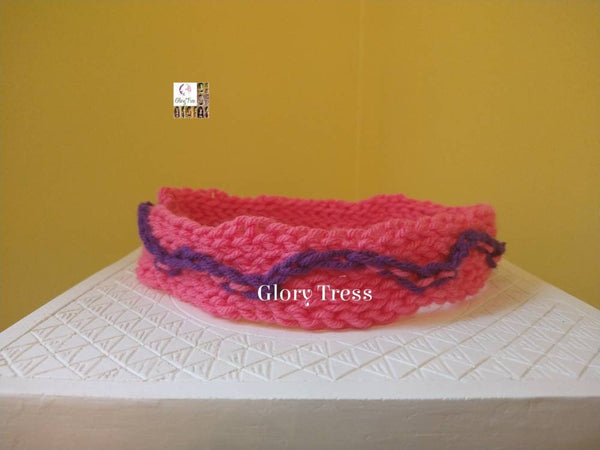 CLEARANCE // Crochet Headband - Pink & Purple Headband - Turbans - Handmade Turban - Handmade Crochet Headband - Glory Tress  // GLAMOROUS