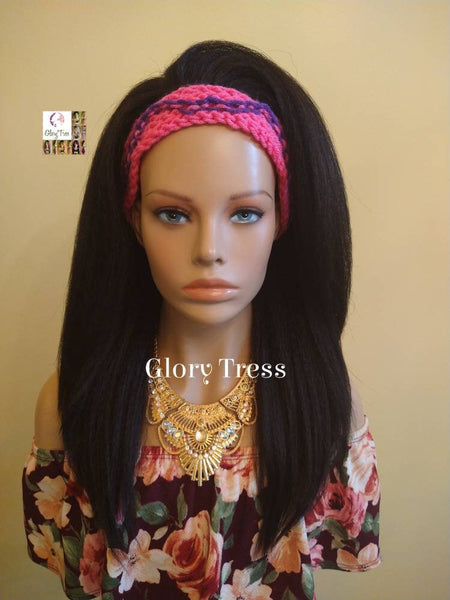 CLEARANCE // Half Wig - Free Handmade Crochet Headband - Yaki Straight Half Wig - Beginner  Friendly Wig, Glory Tress  // LUXURY