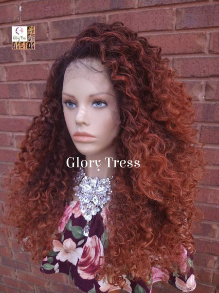 Lace Front Wig, Curly Wig, Human Hair Blend, 13X6 Free Parting, HD Lace Frontal, Glory Tress, Copper Wig, On Sale // JOYFUL