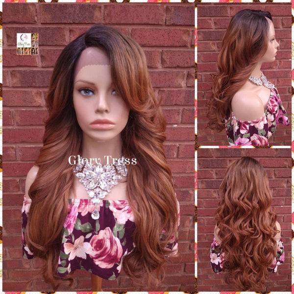 Lace Front Wig, Ombre Dark Blonde Wig, Glory Tress, Ombre Wig, Loose Curls, Lace Part Wig, Wedding Wig, Prom Wig, ON SALE // SALVATION