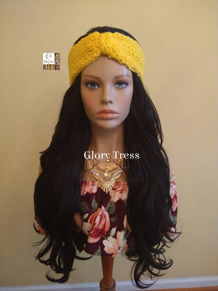 CLEARANCE // Crochet Headband - Yellow Headband - Turbans - Handmade Turban - Handmade Crochet Headband - Glory Tress  // GLAMOROUS