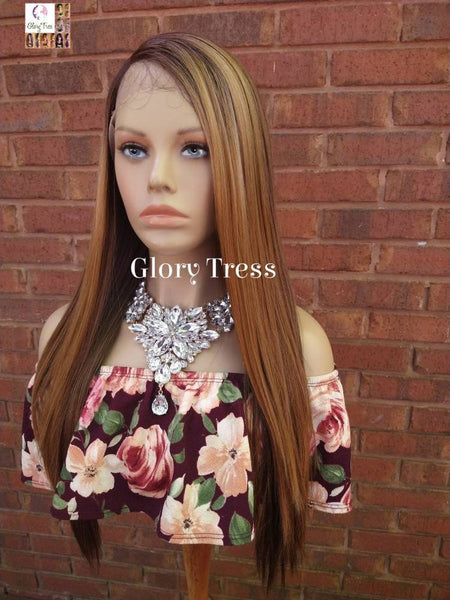 Lace Front Wig, Ombre Auburn/ Blonde Wig, Straight Wig, Blonde Wig, Glory Tress Wigs, Wigs, Wig, Heat Safe, On Sale // YOU'RE AWESOME