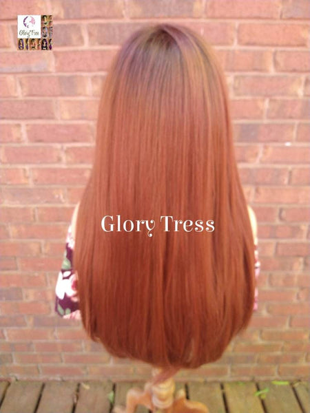 Lace Front Wig, Straight Wig, Glory Tress, Copper Red Wig, Human Hair Blend Wig, 13 x 4 Free Parting, Ready To Ship// AUTUMN