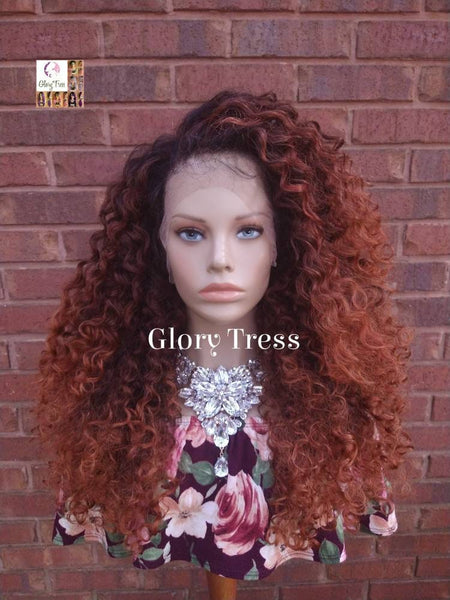 Lace Front Wig, Curly Wig, Human Hair Blend, 13X6 Free Parting, HD Lace Frontal, Glory Tress, Copper Wig, On Sale // JOYFUL