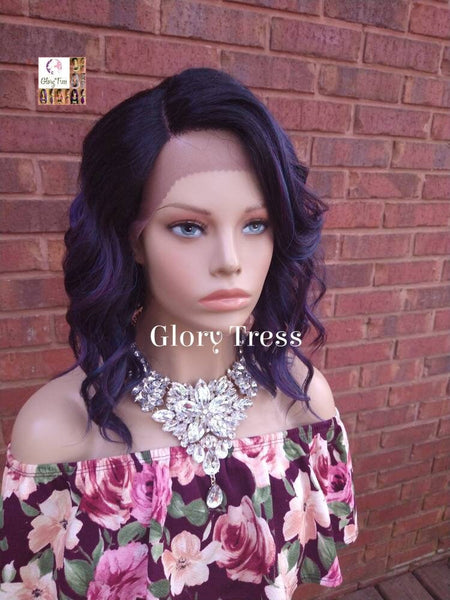 NEW ARRIVAL // Lace Front Wig, Wig, Bob Wig, Ombre Purple Blue Wig, Wavy Bob Wig, Lace Part Wig, Glory Tress, Ready To Ship // PRECIOUS