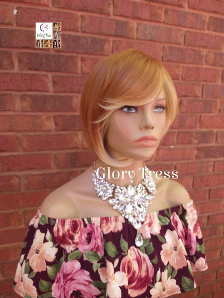 Blonde Bob Wig, Glory Tress, Full Cap Wig, Straight Wig, Blonde Wig, Wig With Bangs, READY To SHIP // GREAT