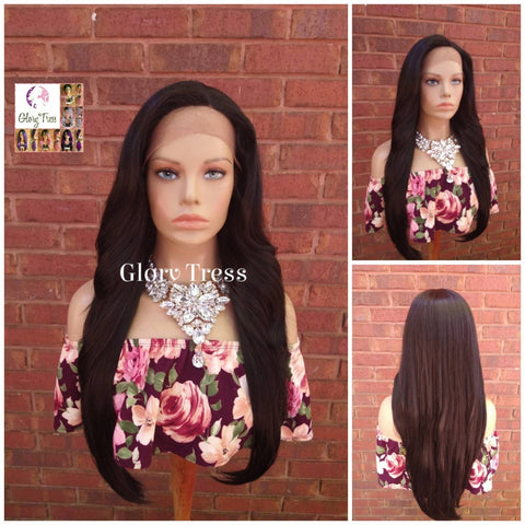 Straight Lace Front Wig, Straight Wig, Human Hair Blend Wig, Black Wig, 13 x 4 Free Parting//KNOWLEDGE
