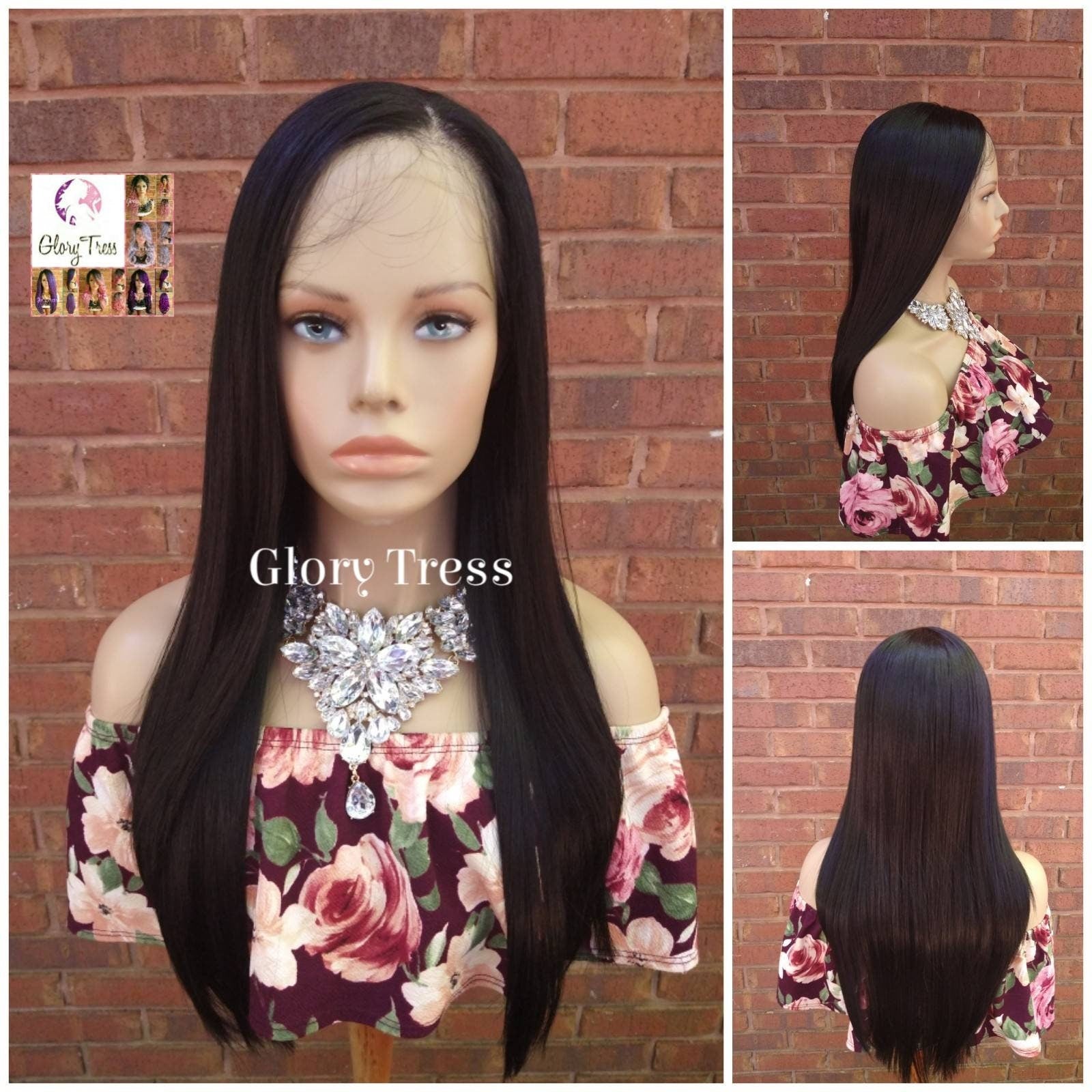 Straight Lace Front Wig, Straight Wig, Human Hair Blend Wig, Black Wig, 13 x 4 Free Parting// BELIEVE